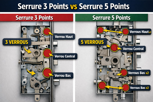Serrure 3 points vs 5 points