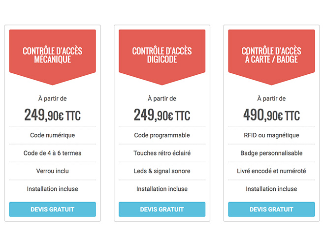 tarifs contrôles d'accès