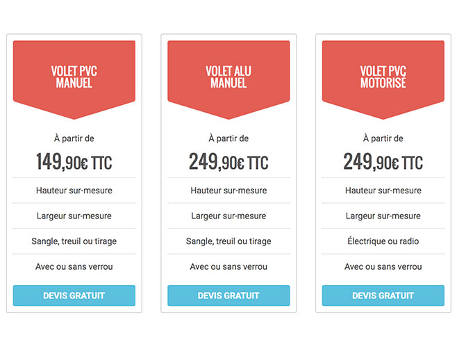 tarifs volet roulant